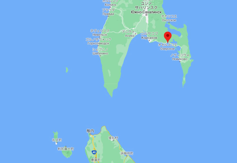 オジョールスキイ村は長浜と呼ばれていて、北海道の稚内からすぐ近くにあるのです